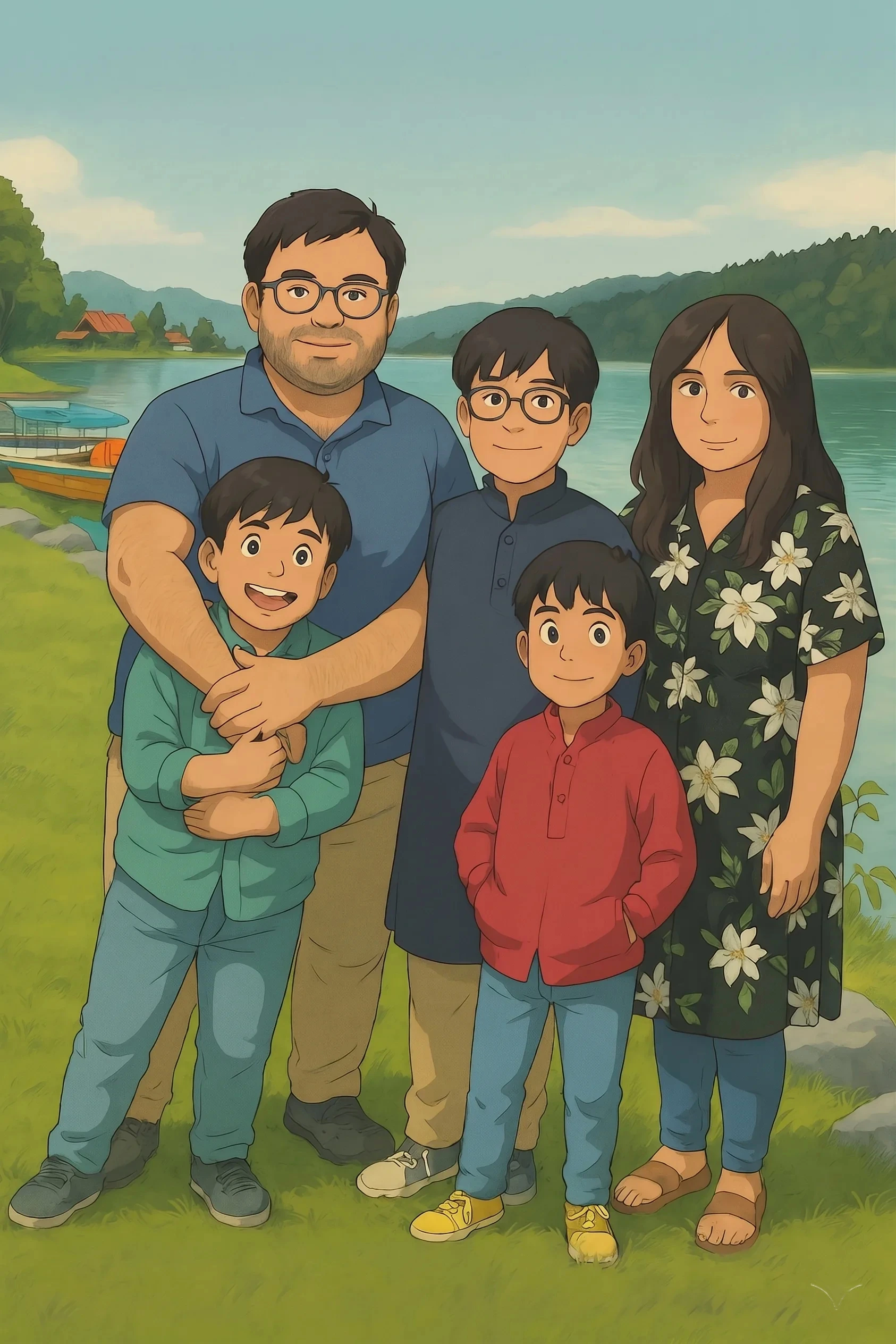 The whole family together – Ghibli-style